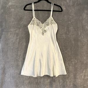 Victoria’s Secret VTG Y2K White Silky Lace Slip Dress Romantic Lingerie Size S
